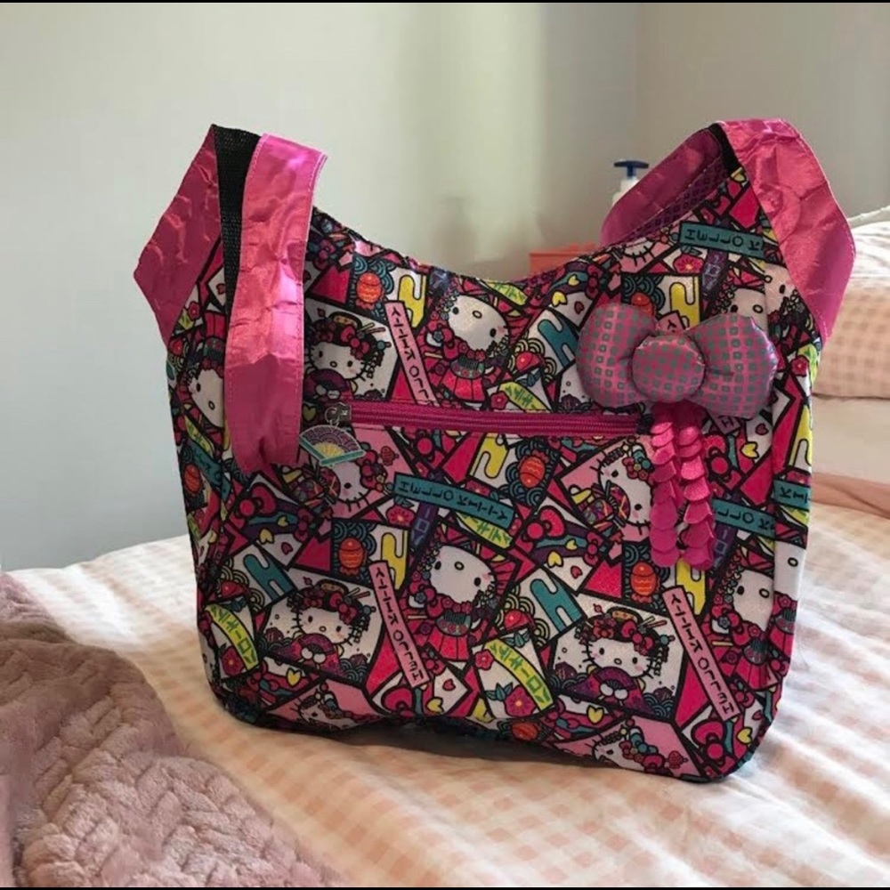 hello kitty satin tote bag